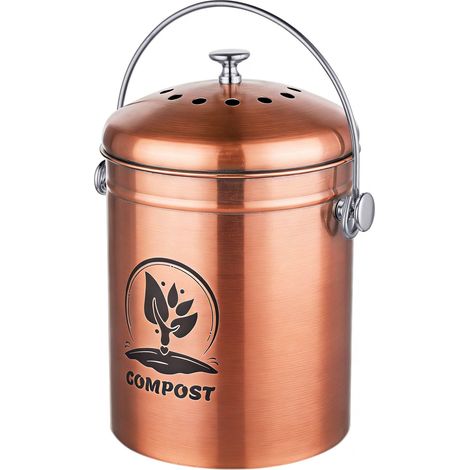Compostiera da 5 litri in rame e acciaio inox con filtro antiodore. (1/5)