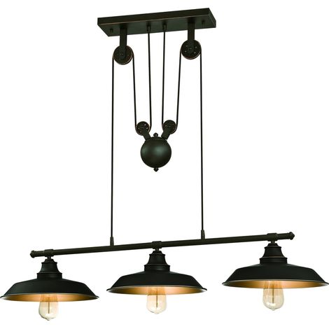 Lustre Palan Suspension Iron Hill Bronze 3 Ampoules (1/5)