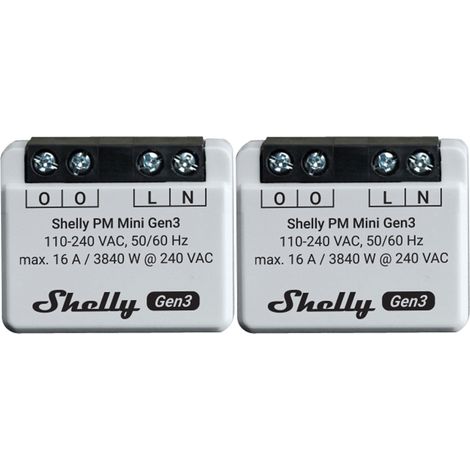 Compteur d'énergie Wi-Fi SHELLY Plus PM Mini Gen.3, blanc, lot de 2