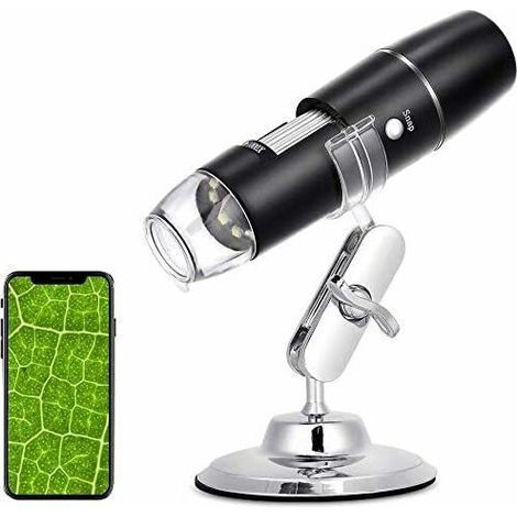8 luces LED – Compatible con smartphones/tabletas Android e iOS – Distancia focal ajustable de 0 a 40 mm (1/5)
