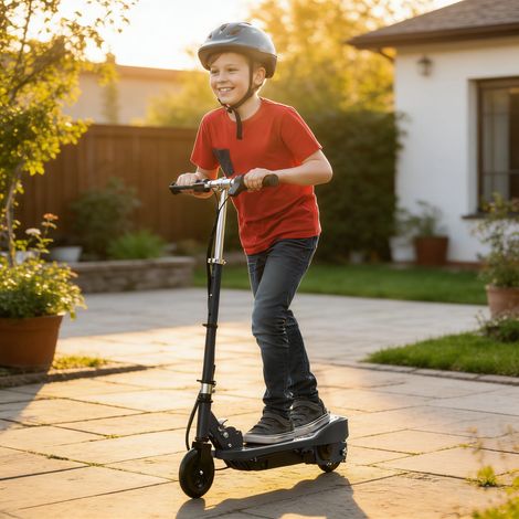 Trottinette électrique pliante pour enfant de +7ans, 120W Vitesse max 12km/h, 74x36x82,5-92,5 cm Noir (1/5)