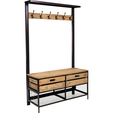 Recibidor de madera y metal 100x40x166