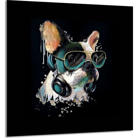 GLASPLATTE FÜR KÜCHE 60x65 Hund