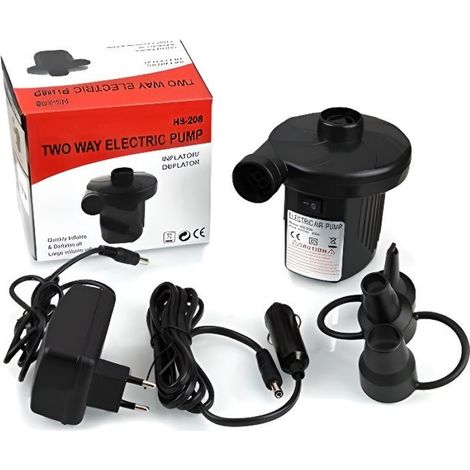 Ecent Gonfleur Dégonfleur Electrique Pompe à air électrique avec 3 Buses DC12 V/AC 220 V Pour Matelas Gonflable, Camping, Lit etc (1/3)