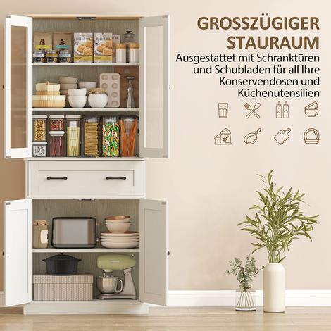Meuble de cuisine autoportant, armoire de rangement avec étagères réglables et tiroir pour salon, salle à manger (1/5)