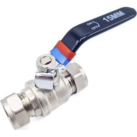 Handle Lever Inline Ball Valve 15mm Compression Black Quarter Turn (1/2)