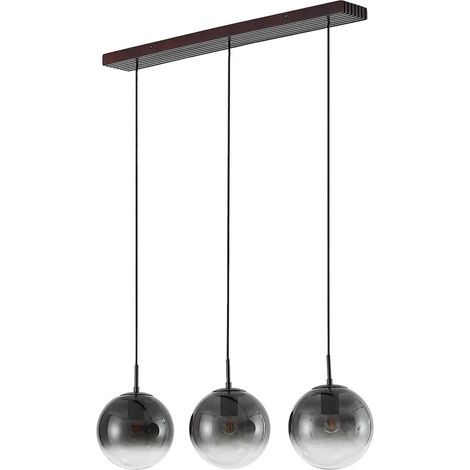 [GEBRAUCHT] B-Ware Lucande Hängeleuchte Pendelleuchte Veloura Glas Eiche Rauchgrau 3 Flg E27 Led