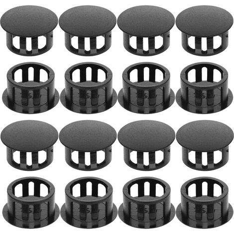 100 bouchons ronds noirs en plastique ABS trous de meubles (1/5)