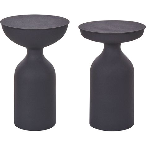 Set di 2 tavolini moderni in ferro opaco verniciato a polvere nero Cota/Tenjo