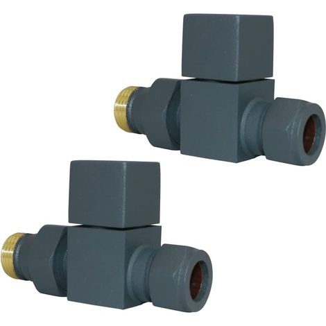 Warmehaus 15mm Pair of Square Straight Radiator Valves Anthracite