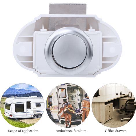 Serrure à pression sans clé pour tiroir, serrure pour camping-car, serrure à pression pour armoire suspendue, grande serrure à pression avec poignée, serrure à pression pour yacht/bateau/armoire P02W-