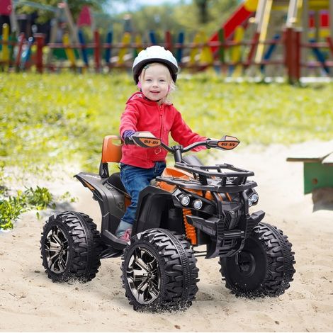 Quad elettrico per bambini 12 V, marcia avanti e indietro, MP3, fari, 3-8 km/h, arancione DESVIAE (1/5)