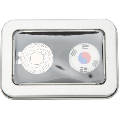 Pince à chapeau de golf avec marqueur et motif drapeau, accessoire cadeau argenté pour golfeurs (1/5)