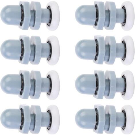 8 Single Porte de Douche Coureurs,Coulissant Rouleaux Piste Roue de Porte pour Salle de Bains Porte en Verre,pour Remplacement de Douche Coulissante Verre Porte Coureurs Rouleaux Gris(20mm) (1/3)