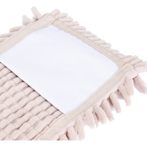 Ersatz-Wischmopppads – Wiederverwendbare Chenille-Flachspitzen für die Trocken- und Nassreinigung von Böden (Cremefarben, 1 Stück, 42 x 16 cm) (1/5)