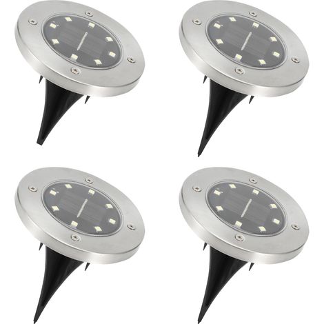 Lot de 4 lampes solaires de jardin étanches à 8 LED, à encastrer dans le sol. (1/5)
