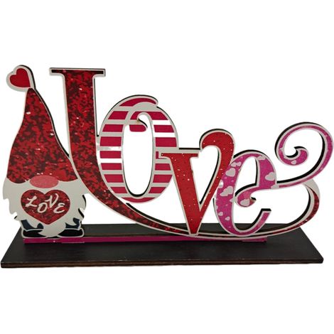 Ornement En Bois - Décoration Thème Amour Pour Fête Des Amoureux - Idéal Pour Salon Chambre Ou Bureau - 1 Pièce (1/5)