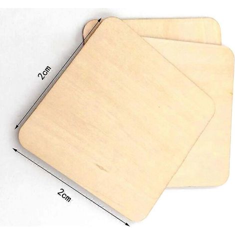 100 plaques carrées vierges en bois pour projets de pyrogravure et loisirs créatifs (G) (1/4)
