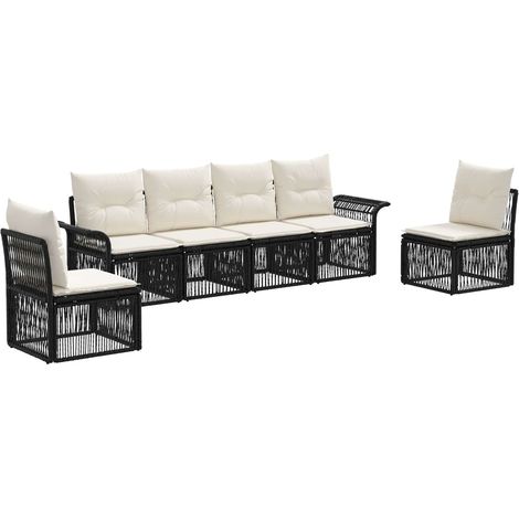 Gartensofa-set 6 pcs Schwarz Poly-Rattan vidaXL