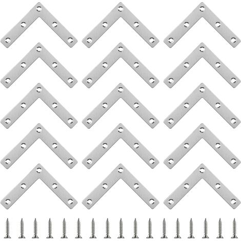 SHINING HOUSE 20 Pièces Equerre Plate avec 100 Vis, Équerre Angle En Forme De L Connecteur Métallique Plat, Equerre Fixation, Équerre Metal, Equerre Inox 80x64x15mm pour Fixation Meuble Menuisier Chai (1/4)