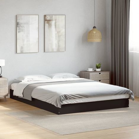 vidaXL Bed Frame without Mattress Black 120x190 cm Small Double Engineered Wood (1/5)