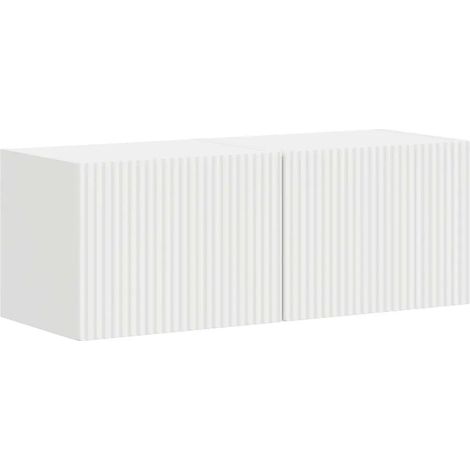 Lot de 2 meubles TV muraux modernes 60 x 31 x 29 cm avec étagères et portes pratiques en bois d'ingénierie blanc