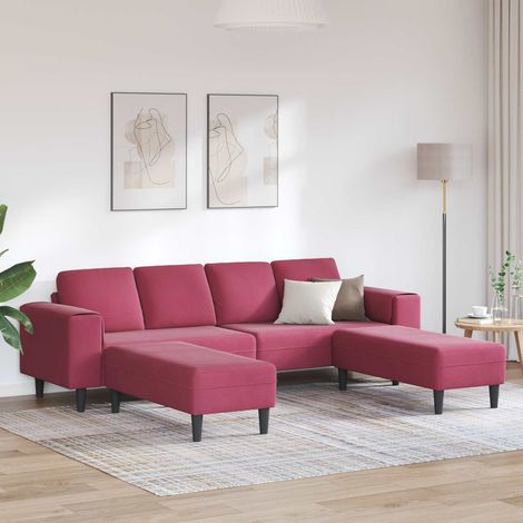 Wohnzimmer Couch 3 pcs Weinrot 250 x 188 x 76 cm (1/5)