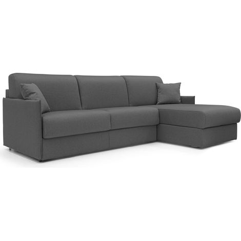 Evans Divano letto angolare con penisola in morbido tessuto impermeabile T13 232 cm Destro (mat. 120x197) antracite