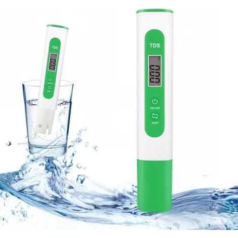 Analyseur numérique de qualité de l'eau, compteur TDS/EC, 0-9990 ppm, moniteur de qualité de l'eau pour aquarium et hydroponie, vert. (1/5)