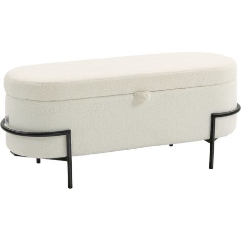 Gepolsterte Aufbewahrungsbank mit Deckel 69 l aus Polyester und Stahl, Creme MODENUIT (1/5)