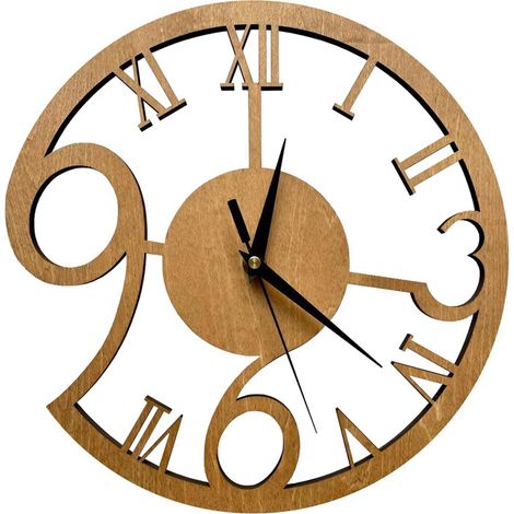 Horloge murale en bois, style artistique, moderne et classique, design unique, 11,5 pouces, pour salon, cuisine, bureau, chambre à coucher, silencieuse, sans tic-tac, alimentée par batterie