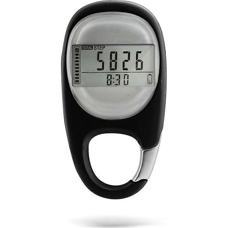 Podomètre de marche portable, compteur de pas 3D noir (1/5)