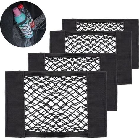 Rangement de Coffre Voiture - Non spécifié - 30x25cm - Filet Elastique - 4 Pcs - Noir (1/4)