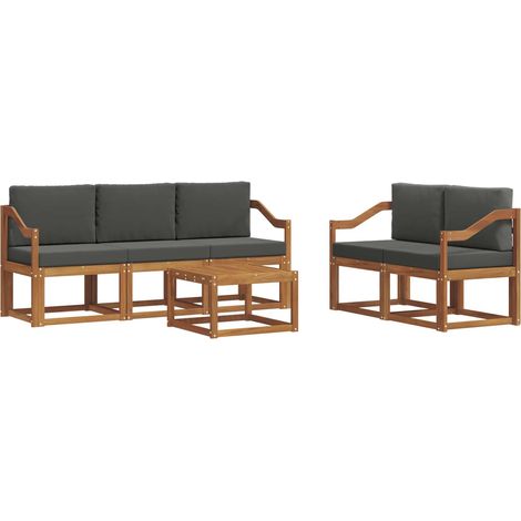 Outdoor Sofa Set with Cushion 6 pcs Natural and Anthracite vidaXL