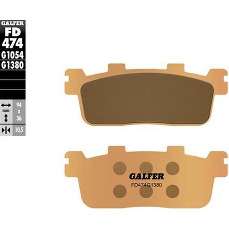 Plaquettes de frein Galfer KH607 en métal fritté (or) pour scooter