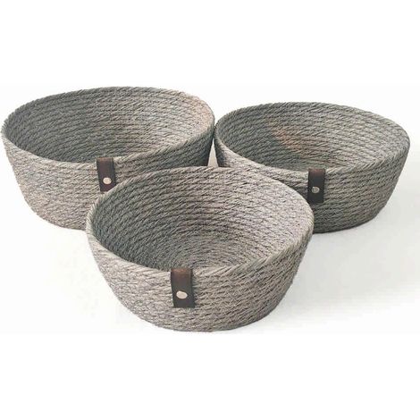 Cestino ecorattan grigio Ø26h10 pezzi (kit da 3)