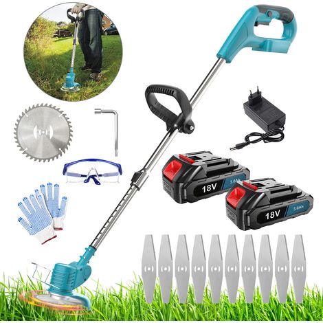Coupe-bordures sans fil 18 V avec 2 batteries 3,0 Ah, 2 lames métalliques, coupe-bordures de 12,7 cm (5 pouces), sécateur, perche réglable pour jardin et pelouse. (1/5)