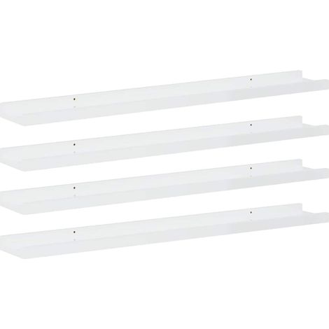Maison Exclusive - Wandregale 4 Stk. Hochglanz-Weiß 80x9x3 cm (1/5)