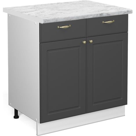 Mobiletto base per cucina Fame-Line, Antracite-oro, 80 cm , PL Marmo, Vicco (1/5)