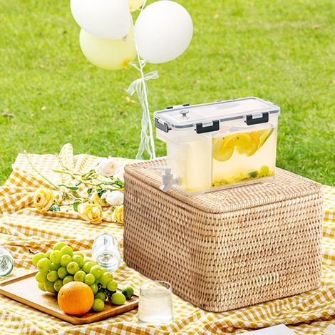 1 pichet d'eau froide de 3,5 L avec robinet, récipient à jus, orange (1/5)