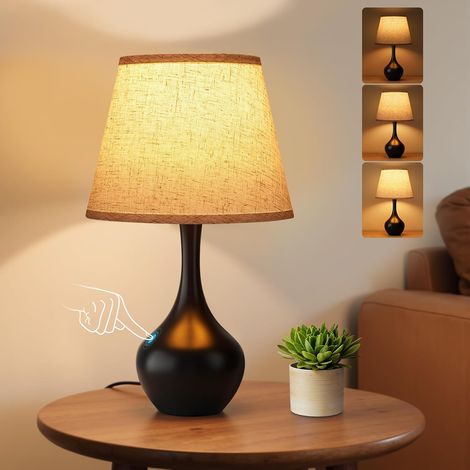 Lampe de chevet tactile de 16,1 pouces, petite lampe de chambre à intensité variable (3 niveaux de luminosité), commande tactile, ampoule incluse, modèle filaire. (1/5)