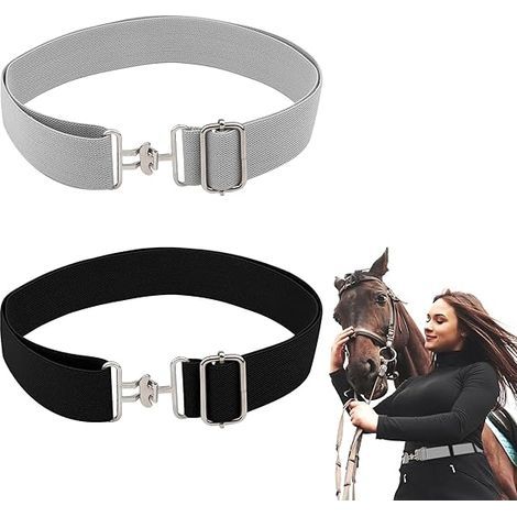 Lot de 2 ceintures d'équitation élastiques réglables de 3, 8 cm avec boucle de surfaix, Sangle d'équitation (1/5)