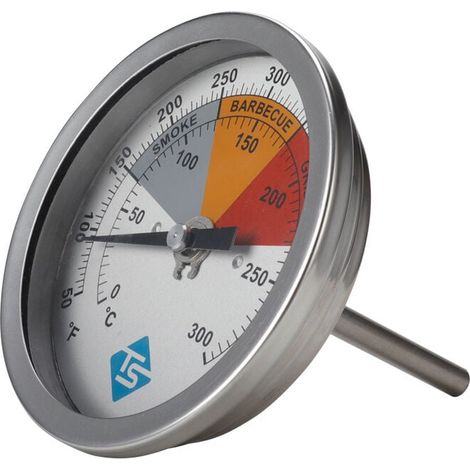 Edelstahl-Grillthermometer, Ofenthermometer, Grillthermometer mit zwei Skalen, analog-digitales Thermometer für Grill und Smoker im Freien. (1/4)