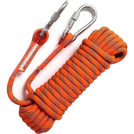 Climbing Rope - Static Climbing Rope - Super Strong Assist Rope - Equipped with 2 Steel Hooks - Suitable for outdoor rescue operations, cliff rappelling, rock climbing, dragging and securing, etc. - 1 (1/4)