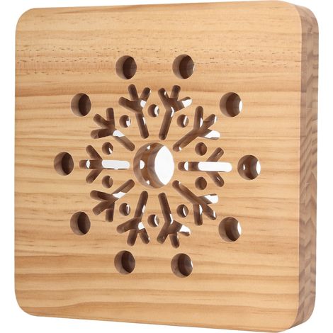Lampe Enfant Bois 3D LED Décoration Table Noël Flocon Blanche Chambre Cadeau Lumineuse (1/5)