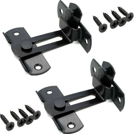 Boucle de porte antivol boucle de porte loquet d'angle boucle de porte serrure de porte coulissante-90 degrés, noir, 76.2cm, 2pcs (1/5)