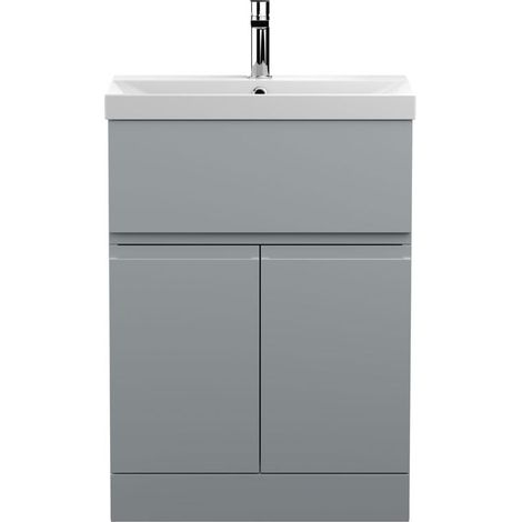 Hudson Reed Urban Floor Standing Vanity Unit with Basin 3 Satin Grey - 600mm Wide (1/5)