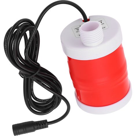 Pompe submersible aquarium 12V 20W 700L/h IPX8 ABS, hauteur refoulement 6m silencieuse, kit 1 pompe 3 pieds 2 raccords 1 joint (1/5)