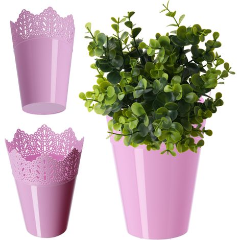 KADAX Spitzen-Blumentopf aus Kunststoff, 16.5 cm, Hoch, Rosa