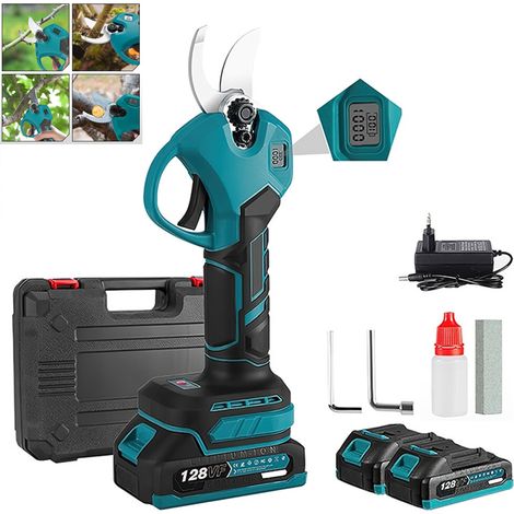 Sécateur électrique, Sécateur sans Fil 30mm, 2 Batteries, Sécateur de jardin portatif sans fil, 18V, 2 vitesses, 150W, Écran LCD (1/5)